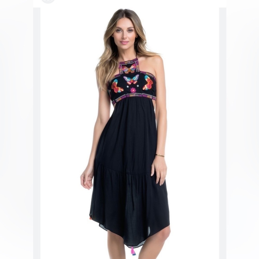 ále by Alessandra Swimwear Bahia Butterfly Embroidered Dress M/L